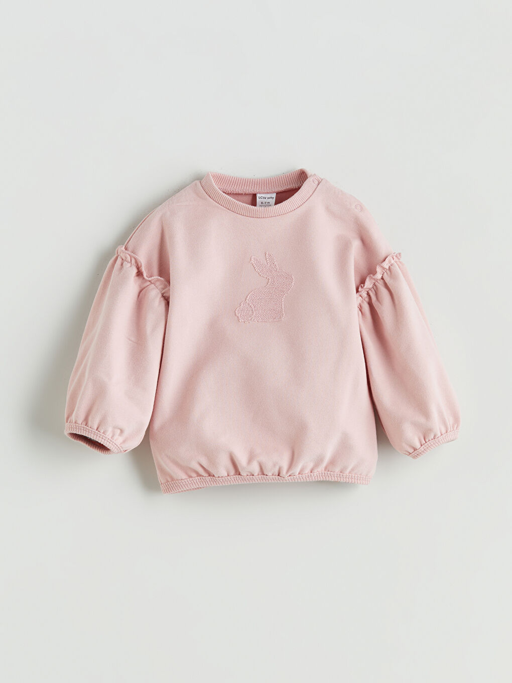 Pembe Bisiklet Yaka Kız Bebek Sweatshirt
