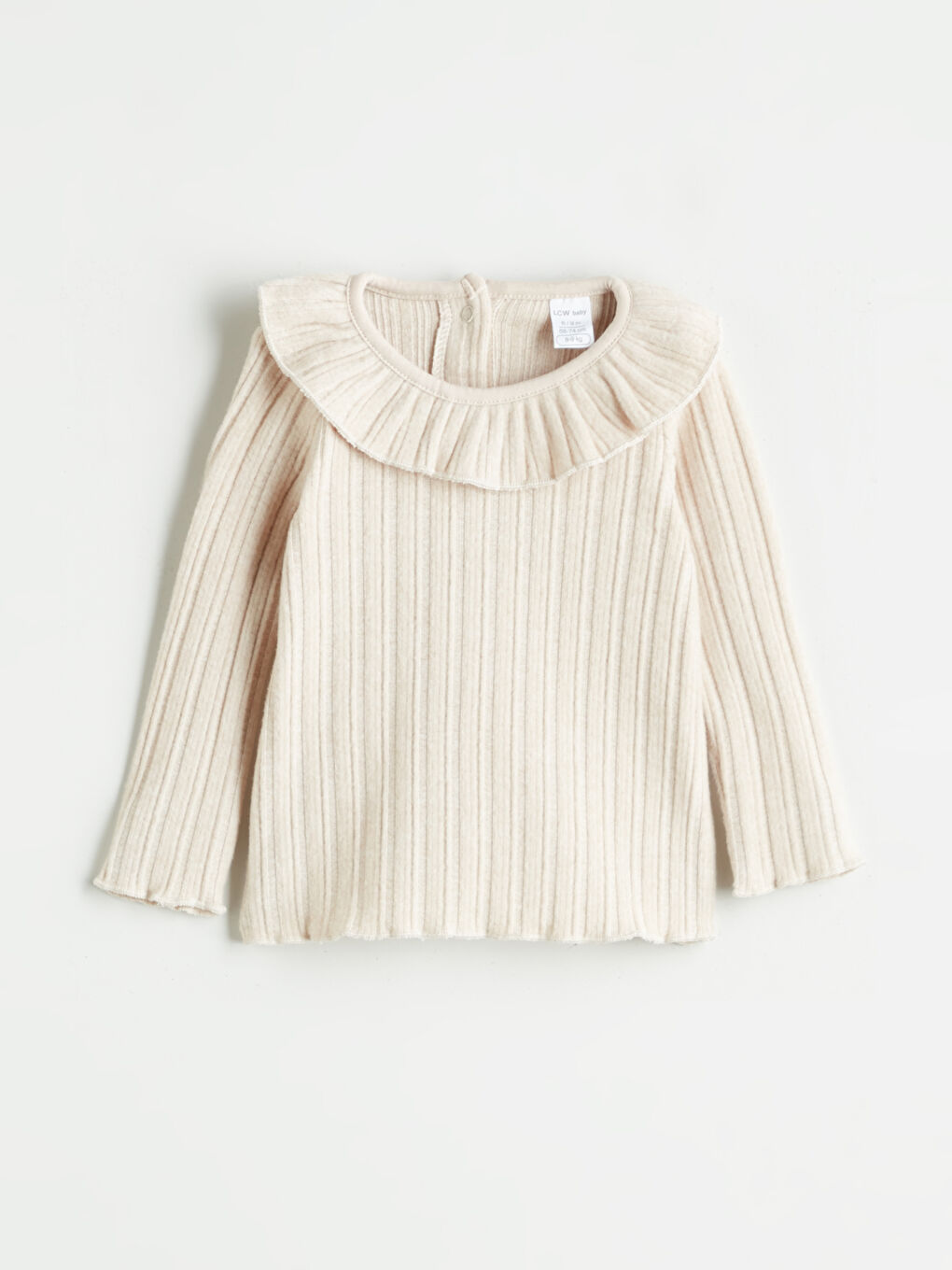 Bej Bisiklet Yaka Kız Bebek Tişört