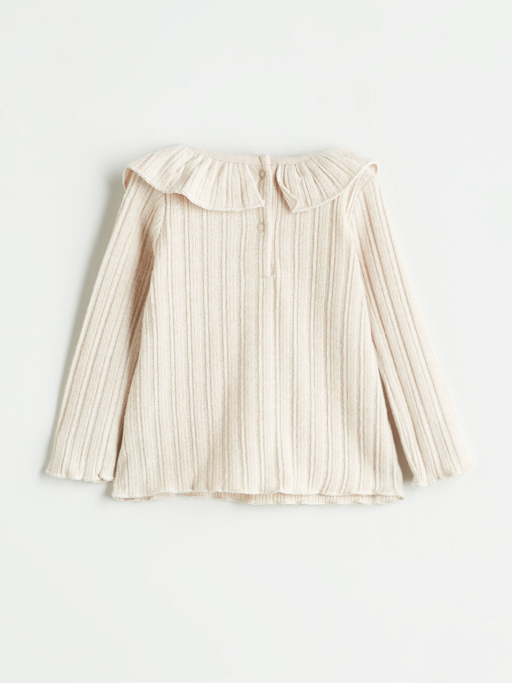 Bej Bisiklet Yaka Kız Bebek Tişört-1