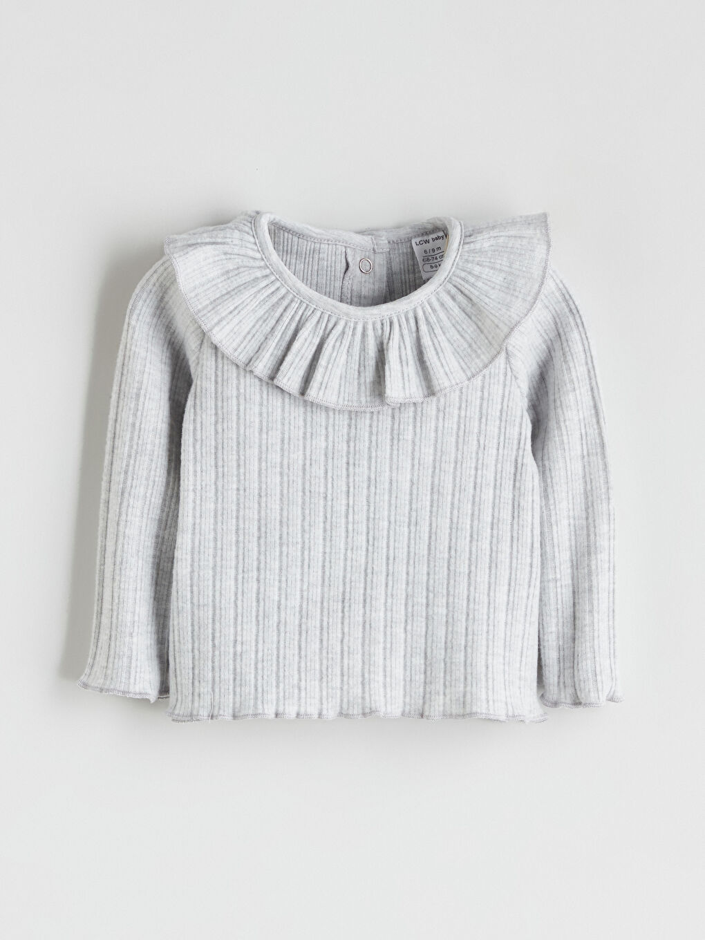 Gri Bisiklet Yaka Kız Bebek Tişört