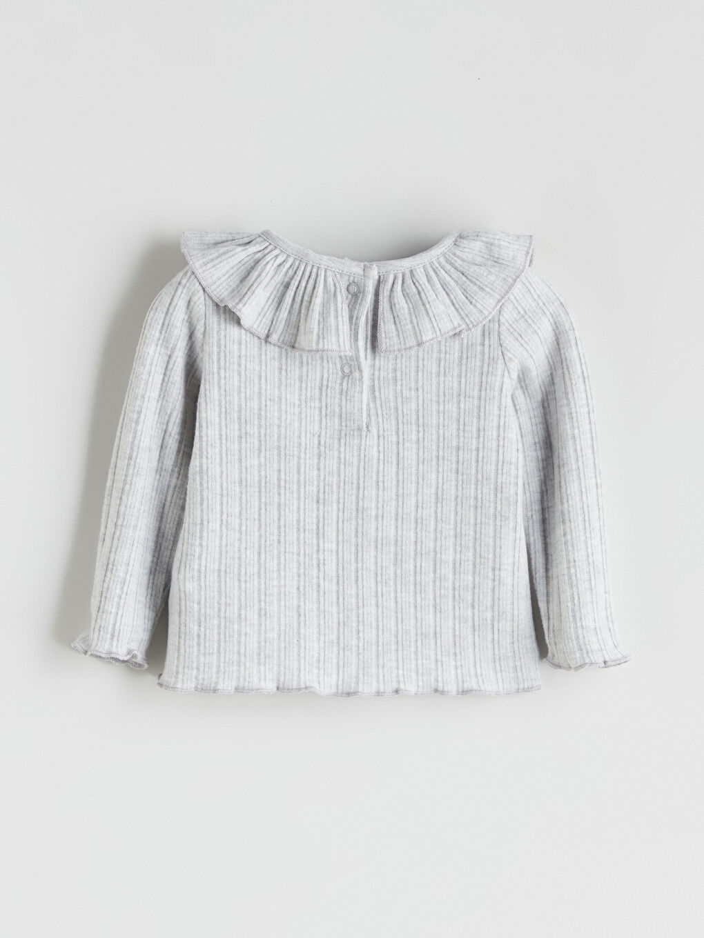 Gri Bisiklet Yaka Kız Bebek Tişört-2