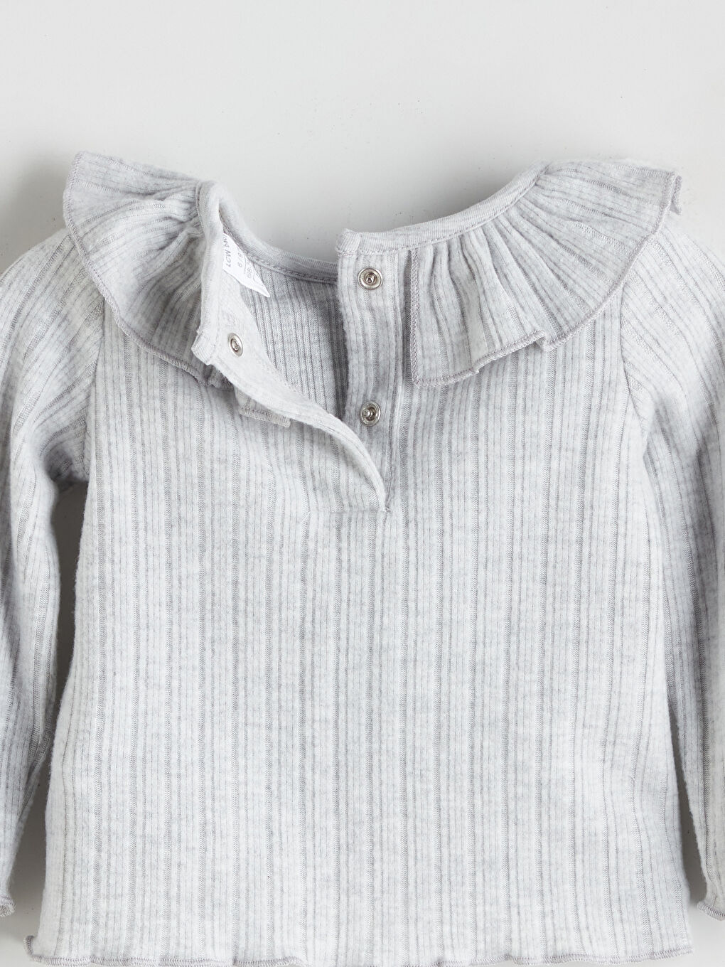 Gri Bisiklet Yaka Kız Bebek Tişört-3