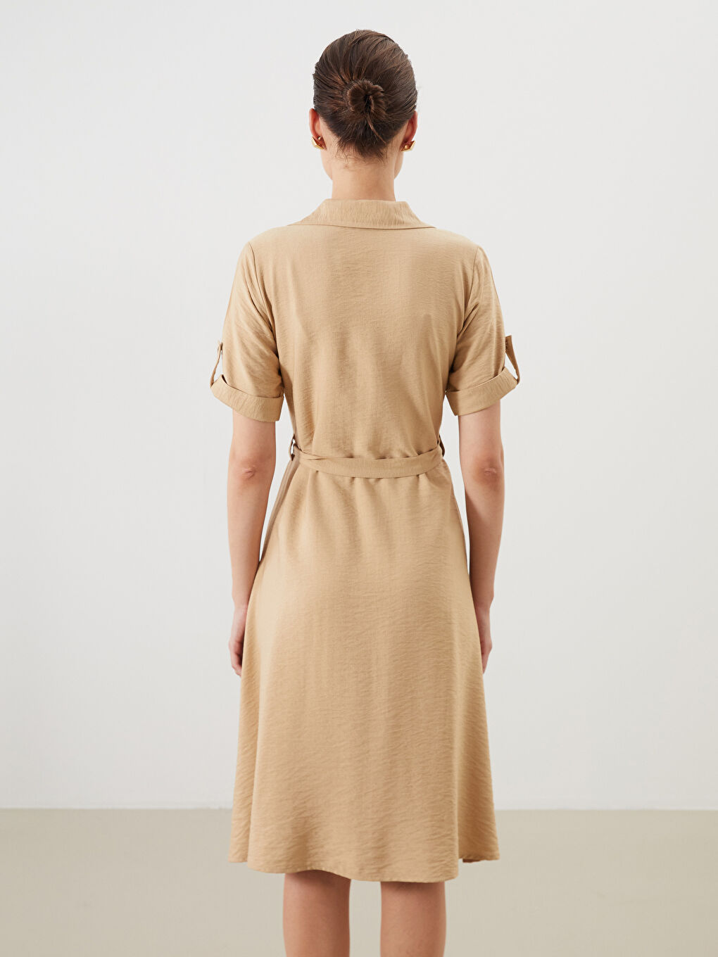 LCW Comfort Belted Shirt Dress -W53873Z8-KNF