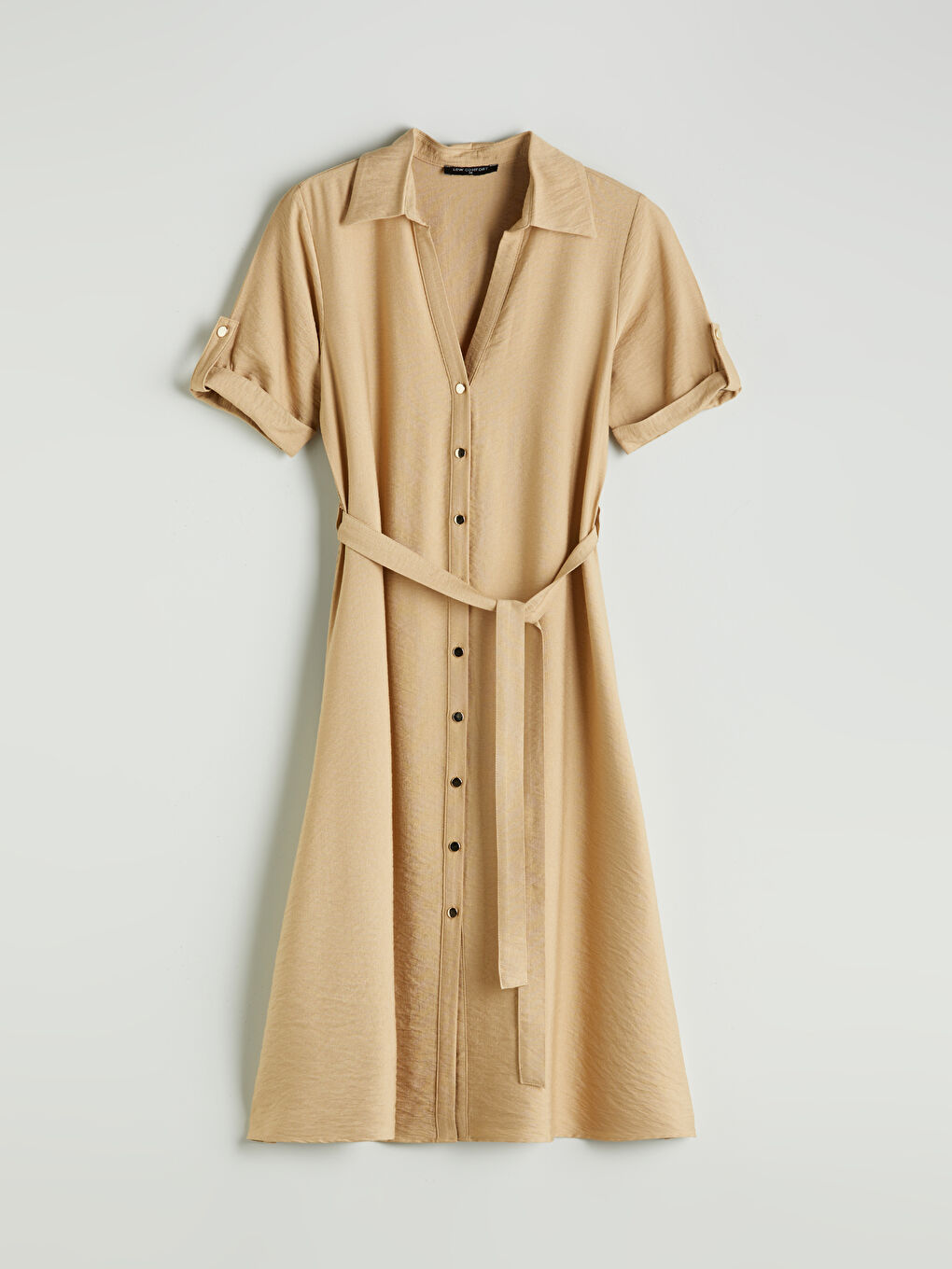 LCW Comfort Belted Shirt Dress -W53873Z8-KNF