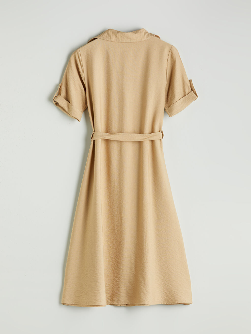LCW Comfort Belted Shirt Dress -W53873Z8-KNF