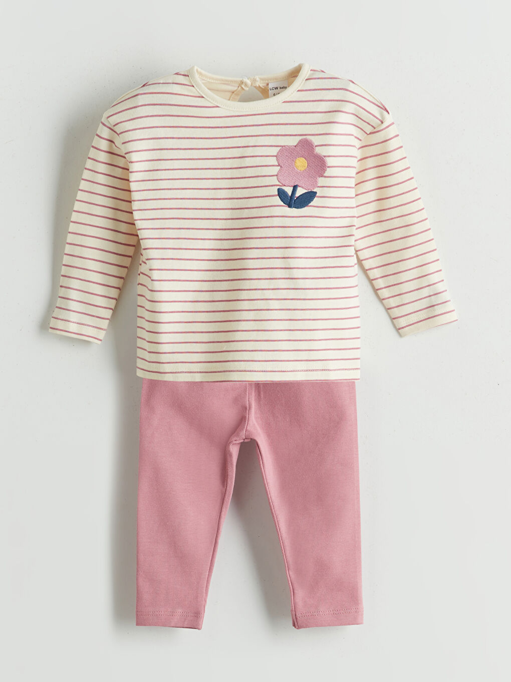 LCW baby Crew Neck Baby Girls' Blouse and Leggings 2 Pack -W53891Z1-LFD