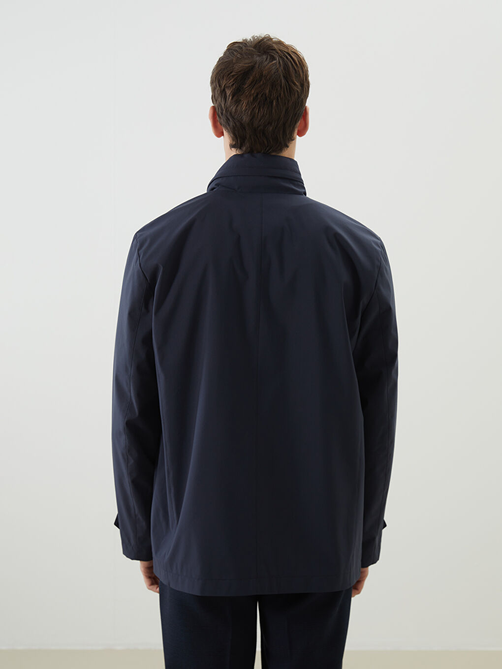 Lacivert Standart Kalıp Dik Yaka Erkek Mont-4