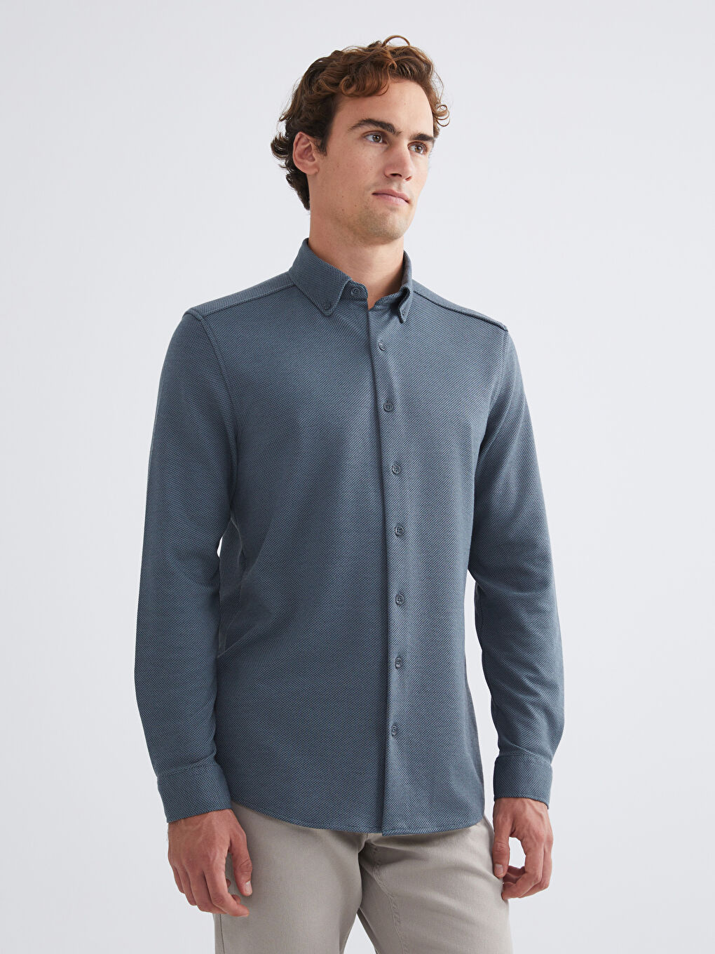 Yeşil Slim Fit Uzun Kollu Erkek Gömlek