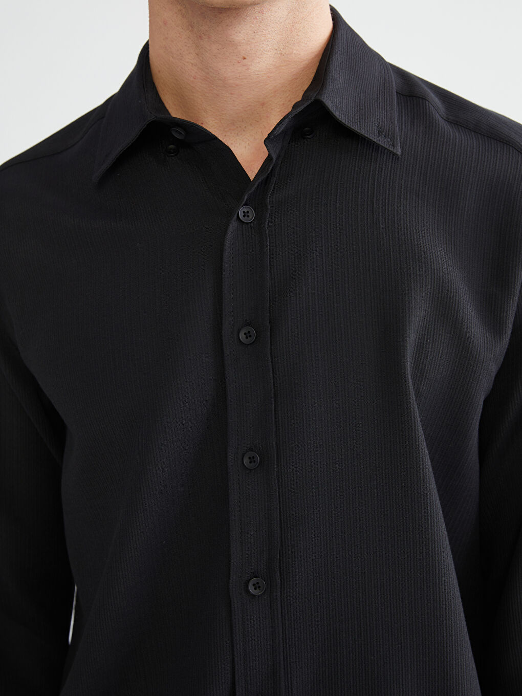 Regular Fit Long Sleeve Dobby Fabric Men's Shirt-3