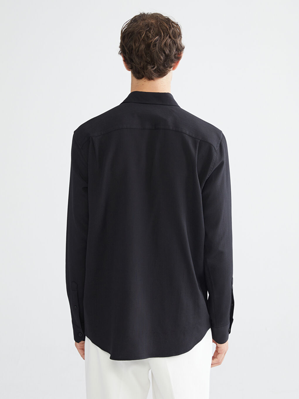 Regular Fit Long Sleeve Dobby Fabric Men's Shirt-4