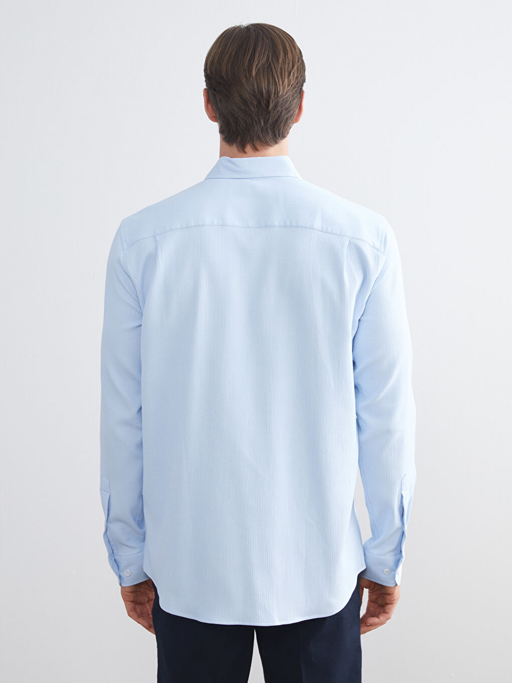Regular Fit Long Sleeve Dobby Fabric Men's Shirt-3