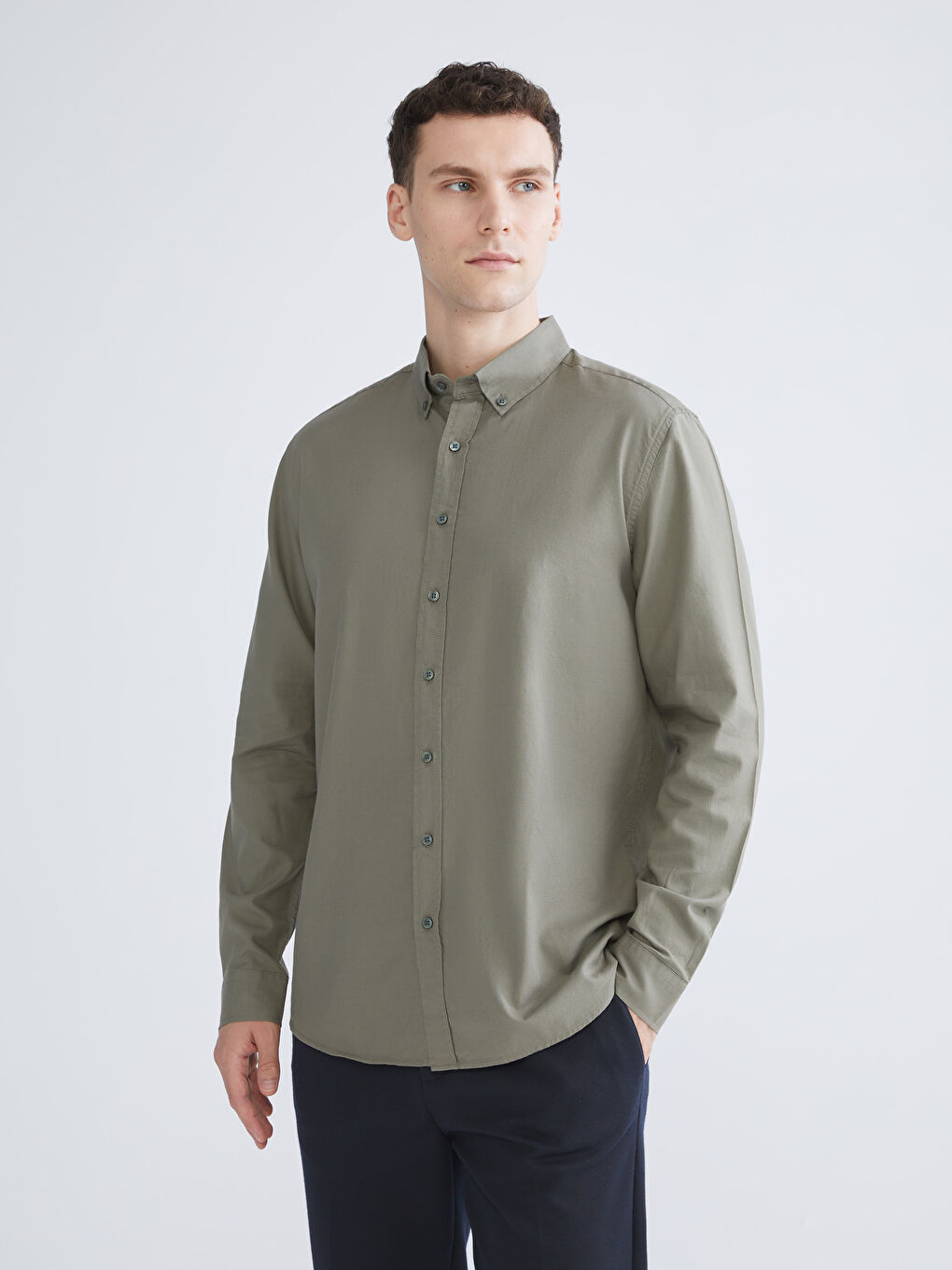 SOUTHBLUE Slim Fit Long Sleeve Oxford Men's Shirt -W53916Z8-CTA