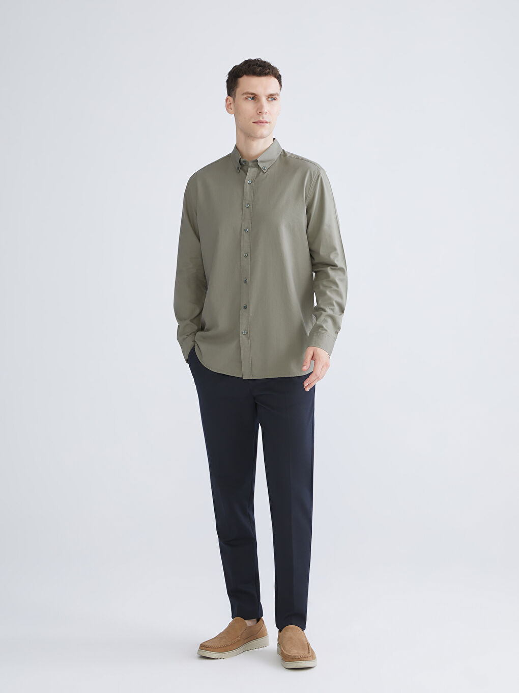 SOUTHBLUE Slim Fit Long Sleeve Oxford Men's Shirt -W53916Z8-CTA