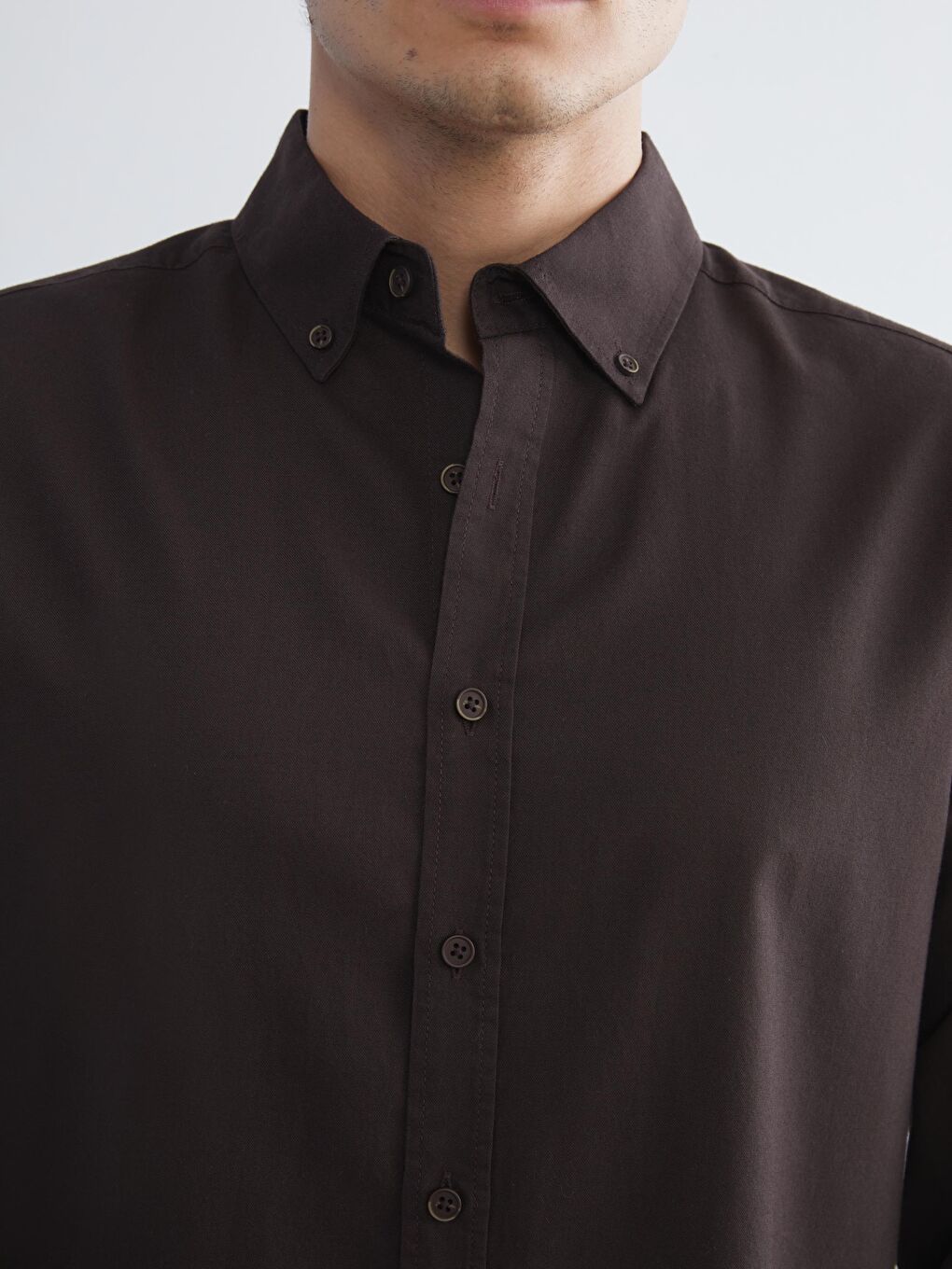 Slim Fit Long Sleeve Oxford Men's Shirt-2