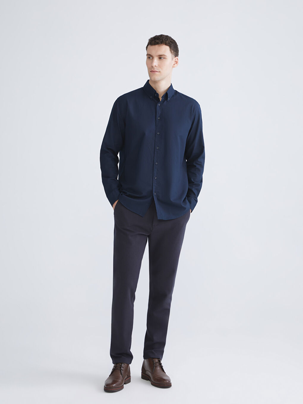 SOUTHBLUE Slim Fit Long Sleeve Oxford Men's Shirt -W53916Z8-RFH