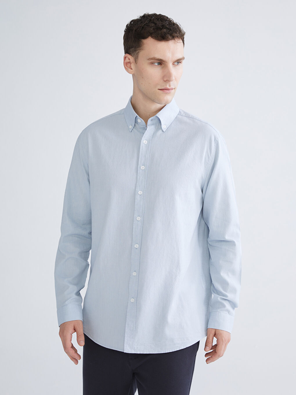 SOUTHBLUE Slim Fit Long Sleeve Oxford Men's Shirt -W53916Z8-Z6N