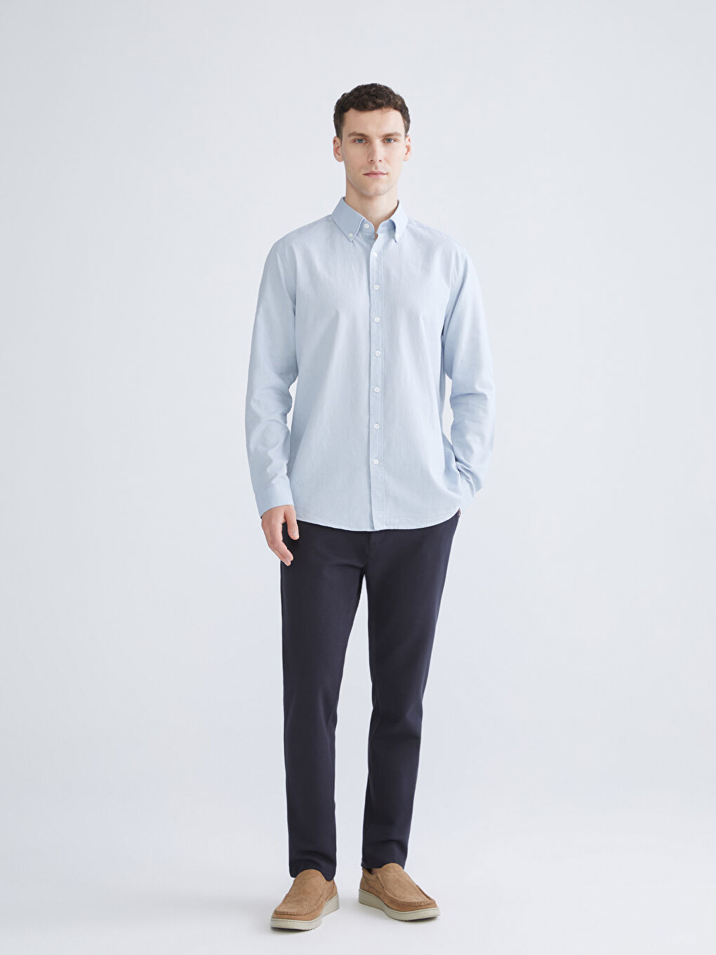 SOUTHBLUE Slim Fit Long Sleeve Oxford Men's Shirt -W53916Z8-Z6N