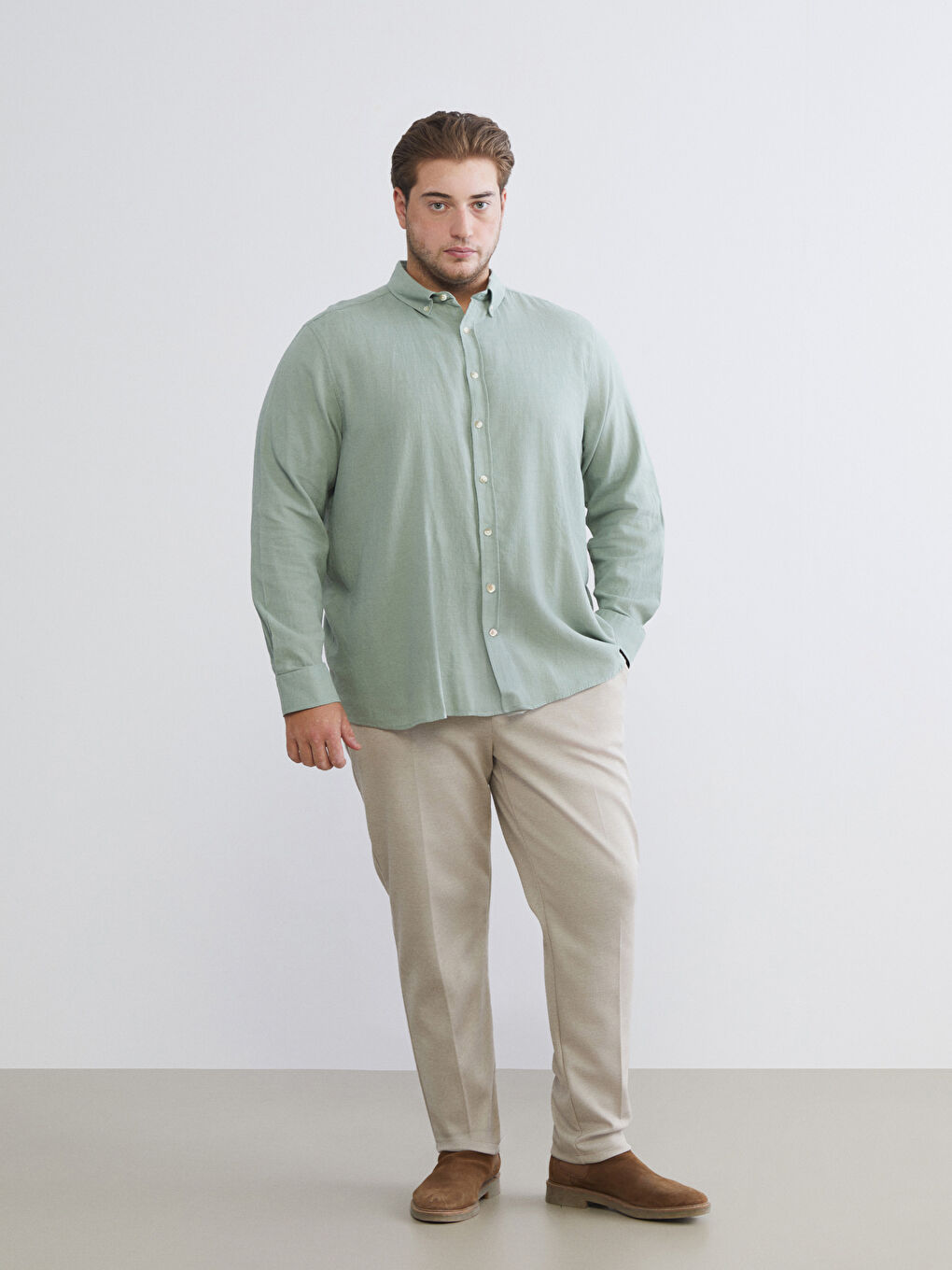 Regular Fit Long Sleeve Poplin Men's Shirt-5