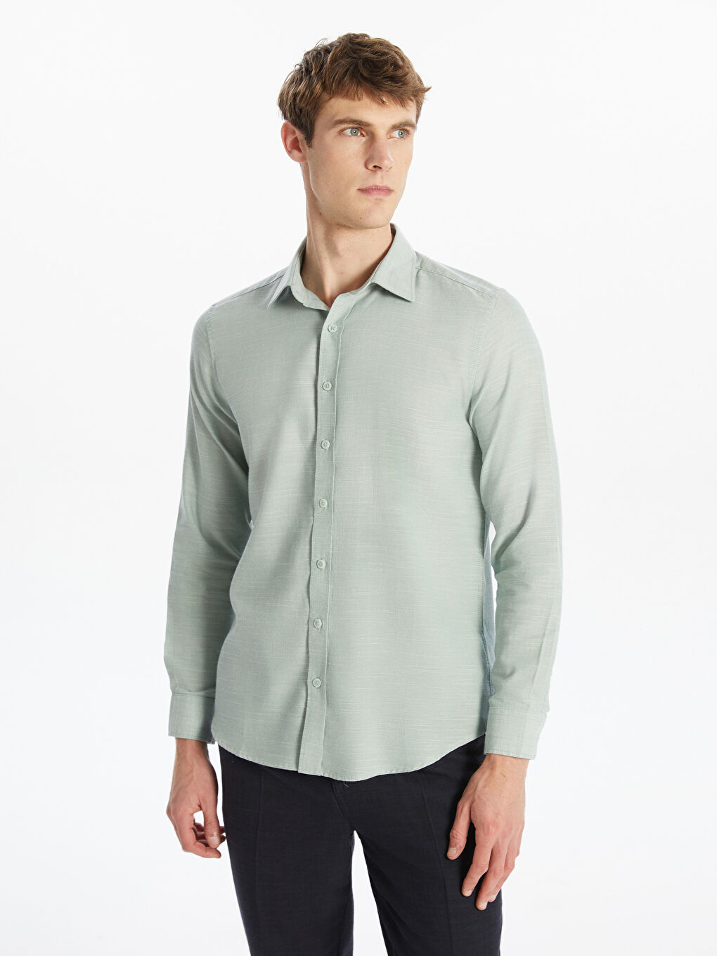 SOUTHBLUE Regular Fit Long Sleeve Poplin Men's Shirt -W53917Z8-CS4