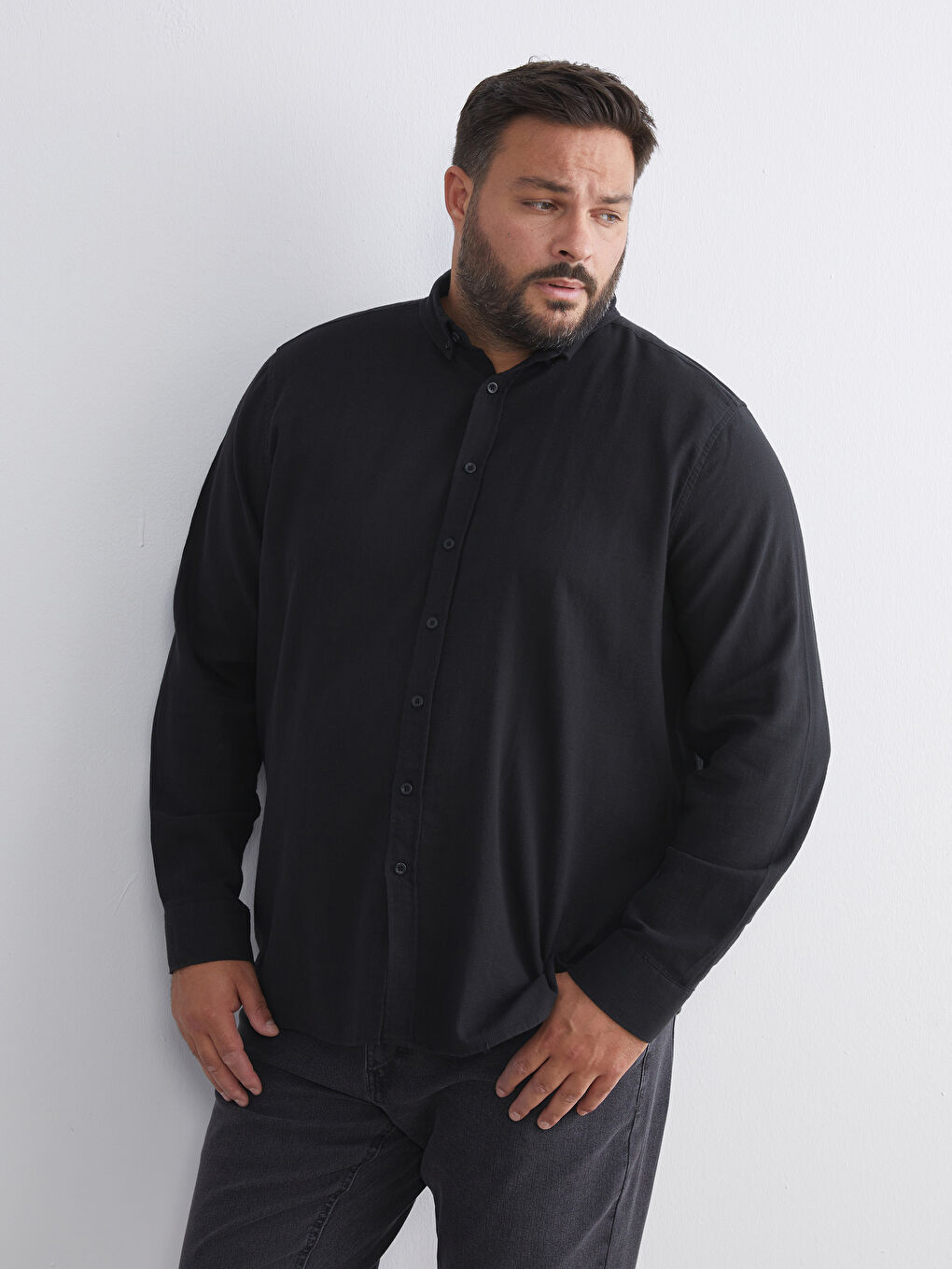 Regular Fit Long Sleeve Poplin Men's Shirt-1