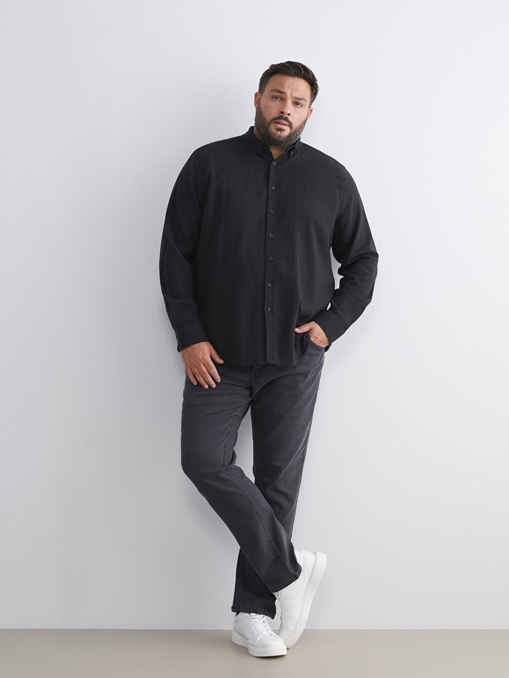 Regular Fit Long Sleeve Poplin Men's Shirt-5