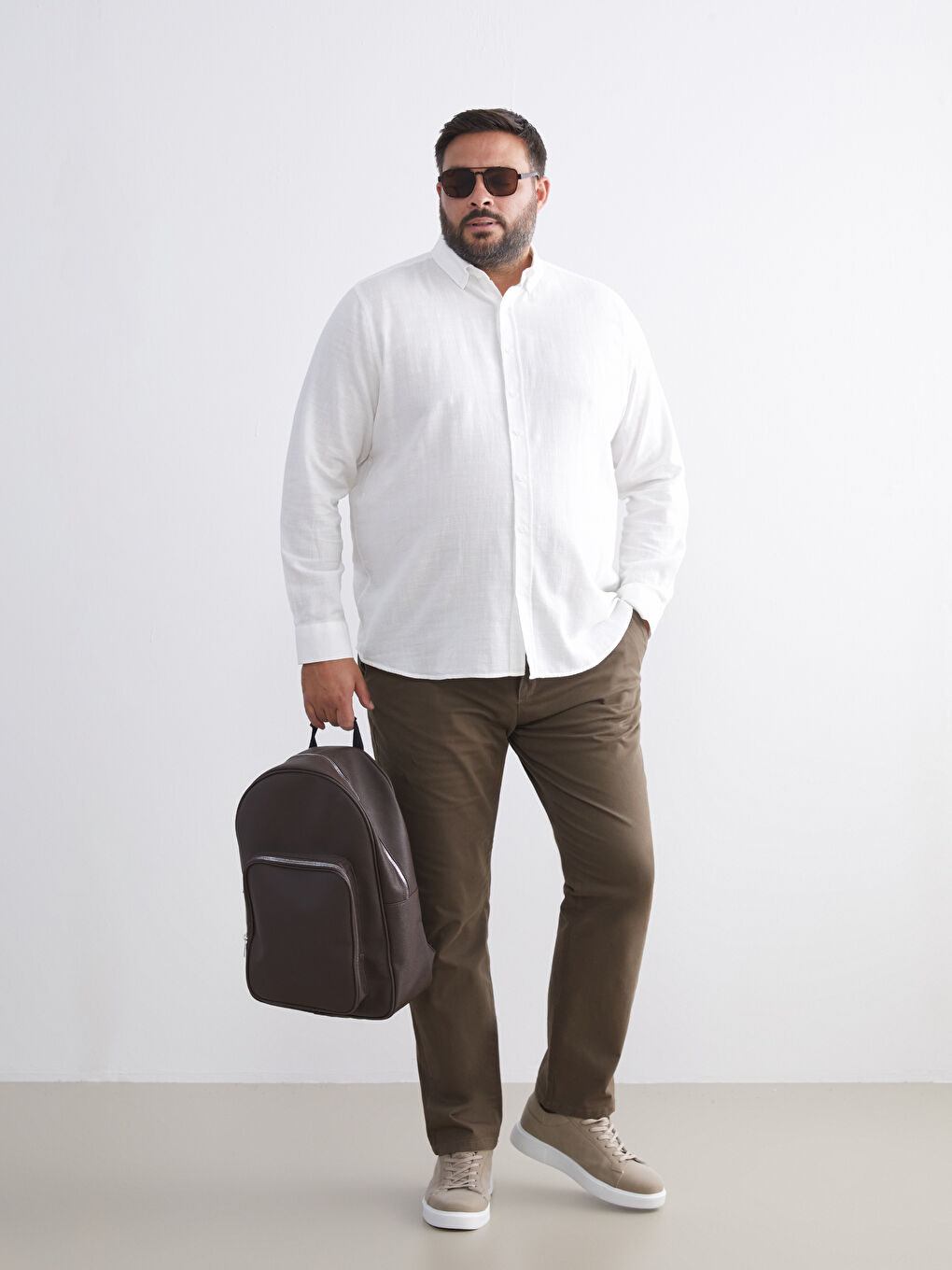 Regular Fit Long Sleeve Poplin Men's Shirt-5