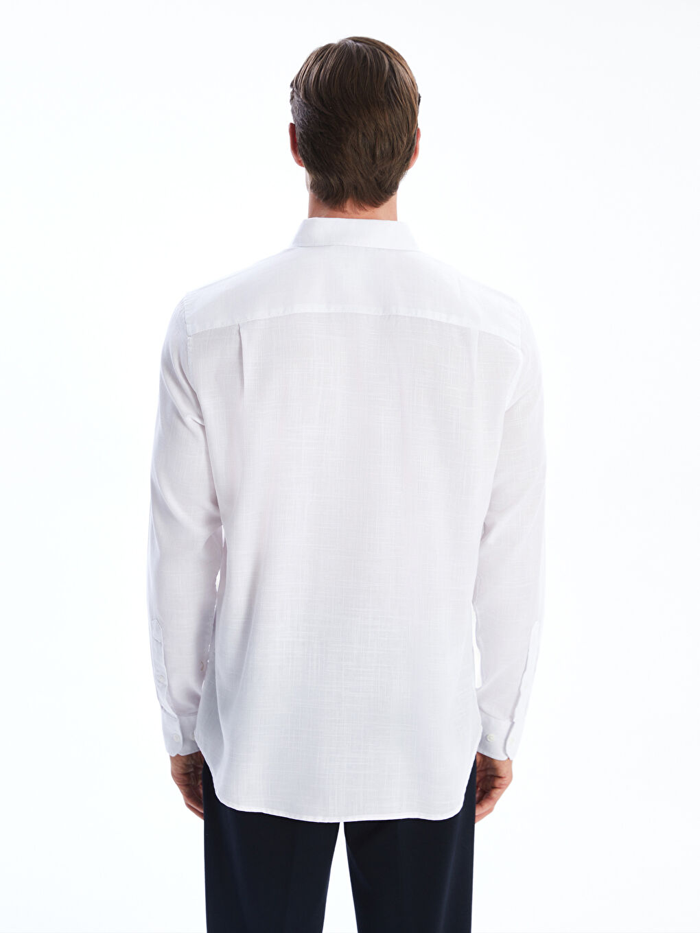 Regular Fit Long Sleeve Poplin Men's Shirt-4