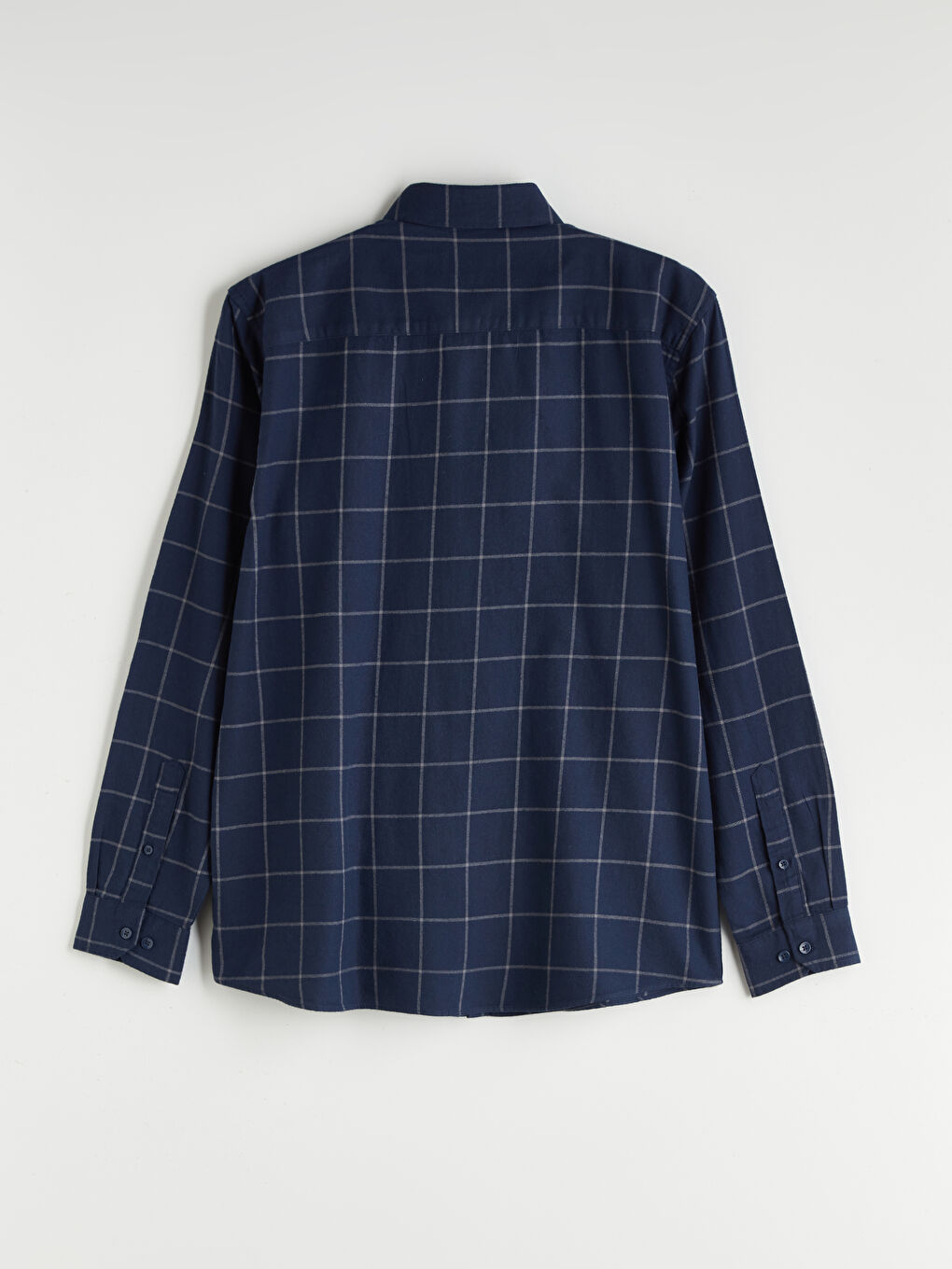 Slim Fit Long Sleeve Plaid Twill Men's Shirt-5