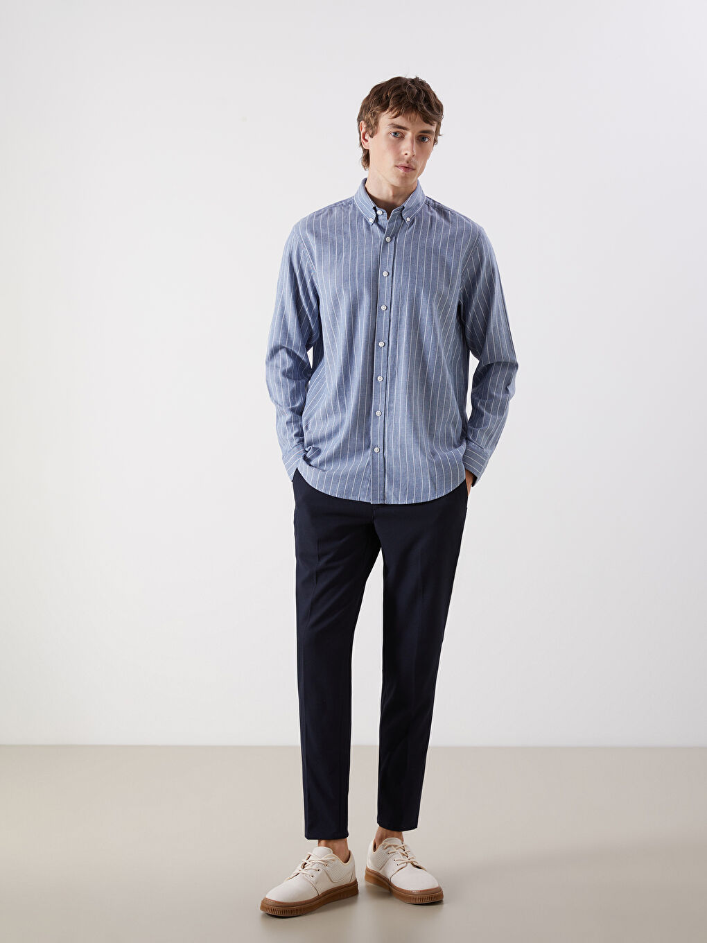SOUTHBLUE Regular Fit Long Sleeve Striped Men's Shirt -W53924Z8-Z3H