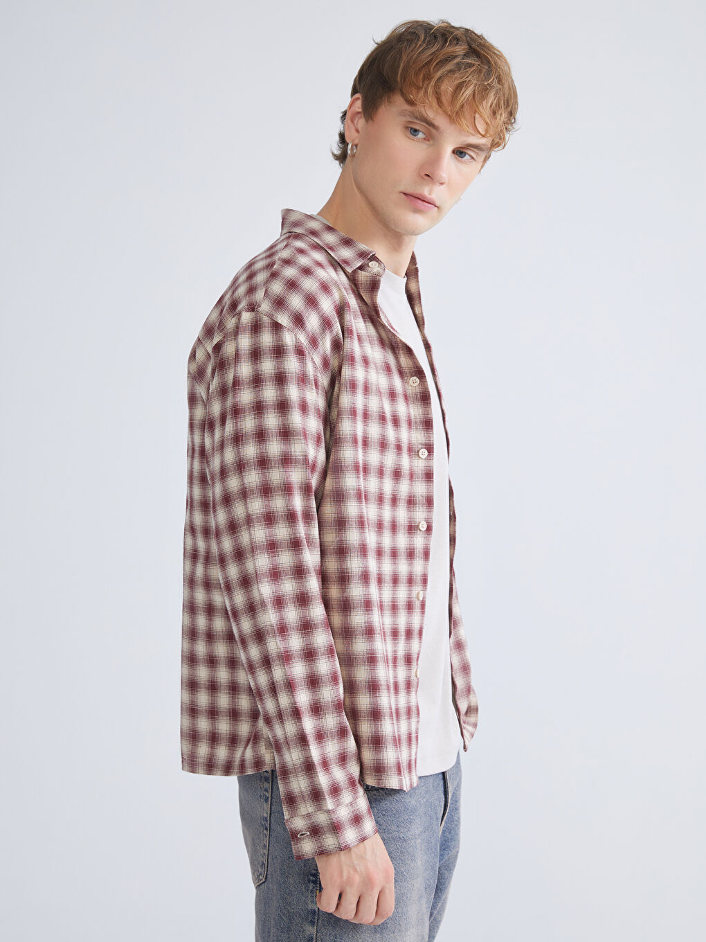 Regular Fit Long Sleeve Plaid Men's Shirt