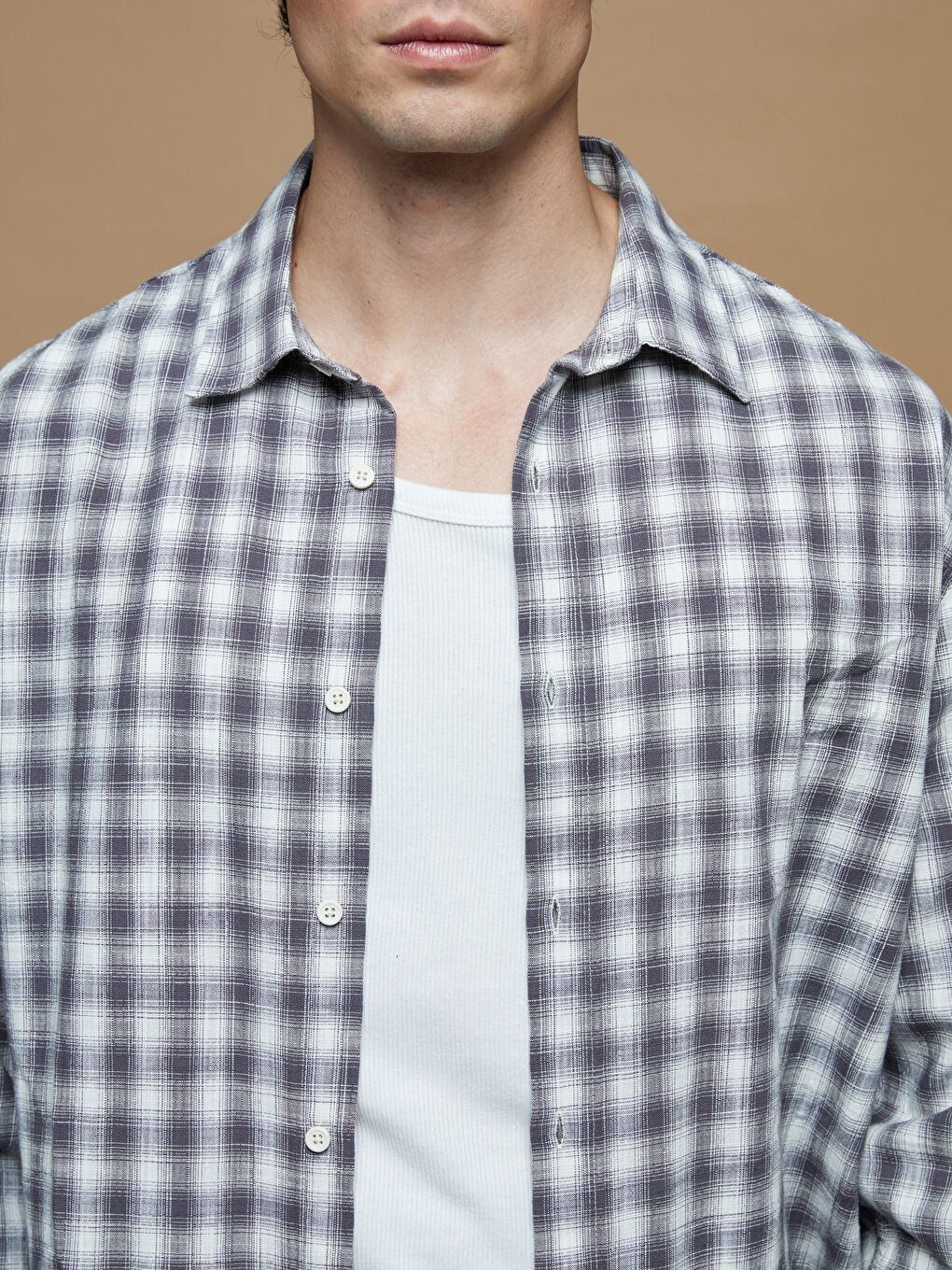 Regular Fit Long Sleeve Plaid Men's Shirt-4