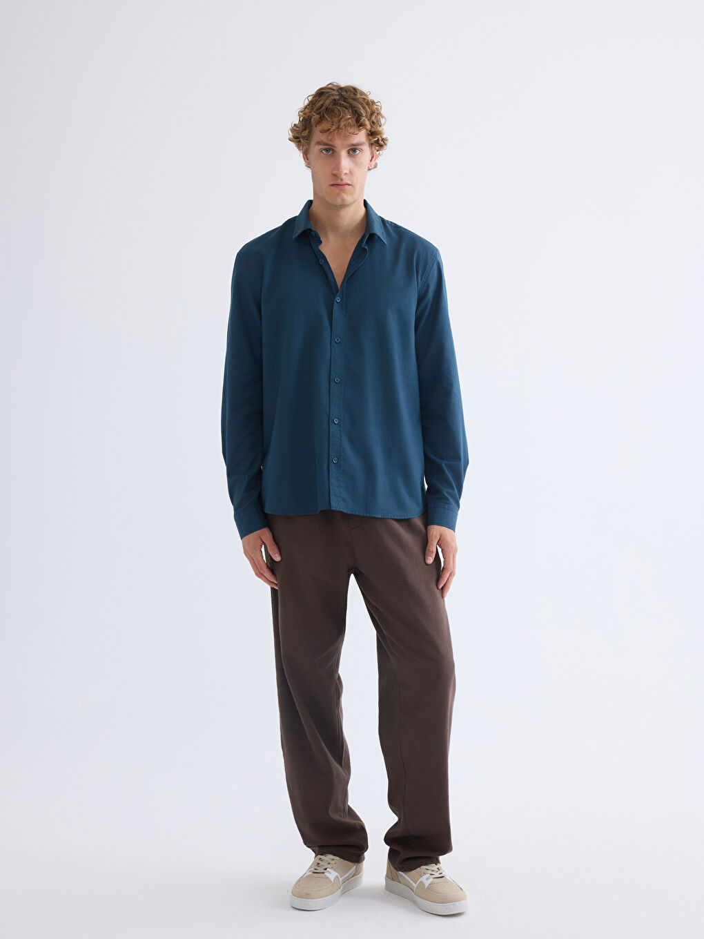 Regular Fit Long Sleeve Gabardine Men's Shirt-1