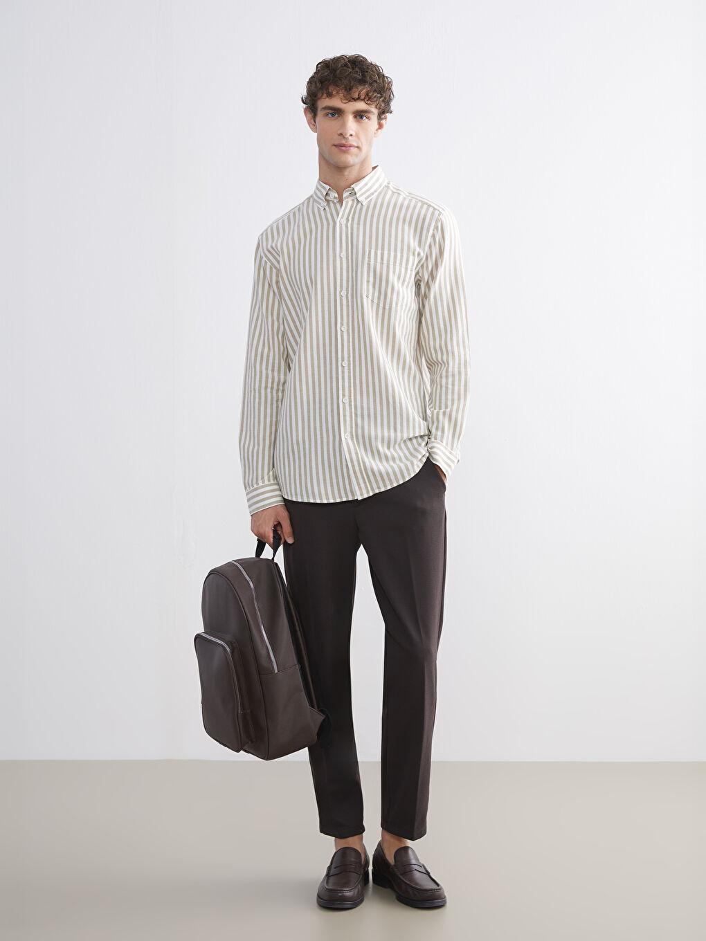 Regular Fit Long Sleeve Striped Men's Shirt-1