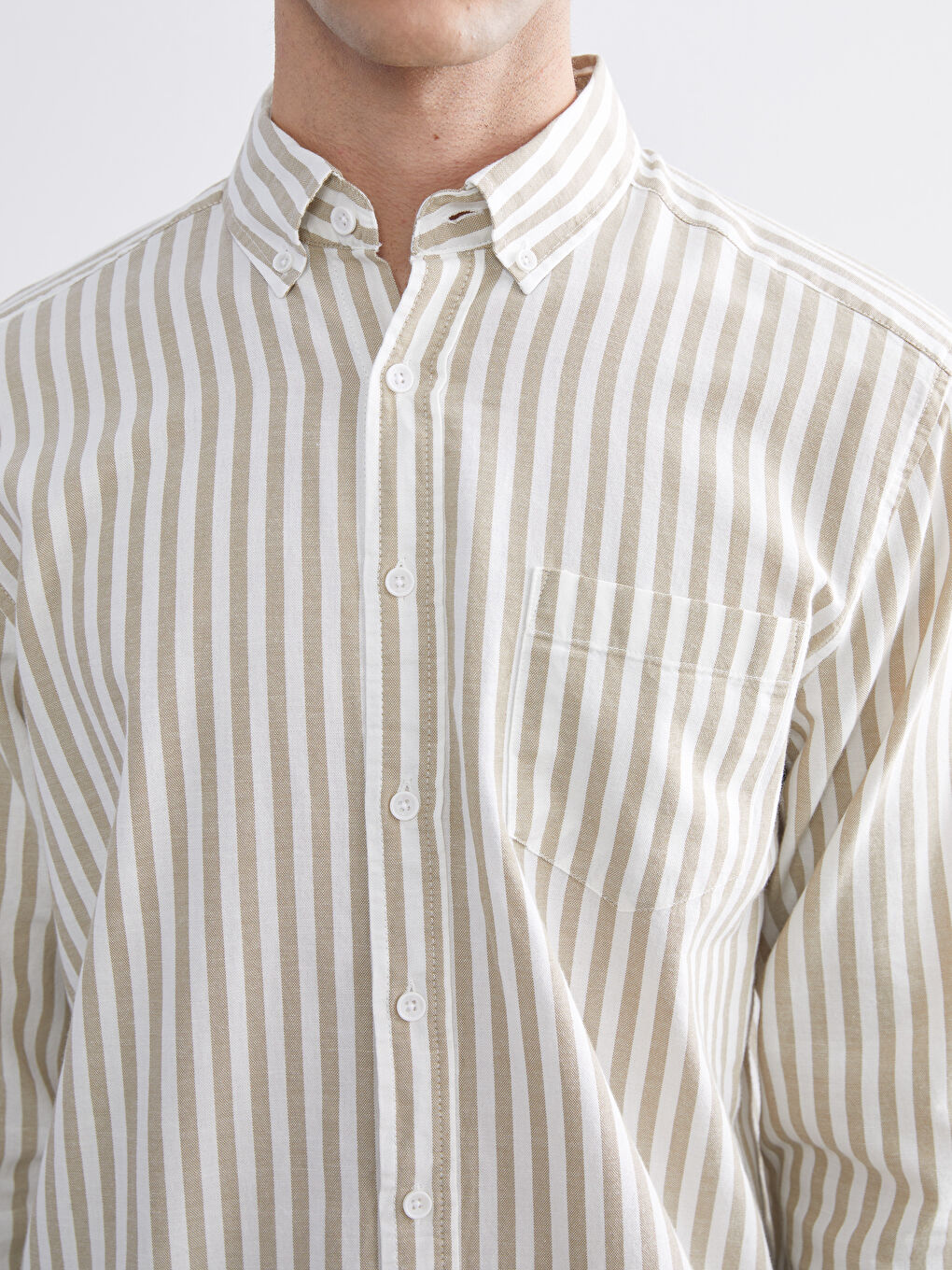 Regular Fit Long Sleeve Striped Men's Shirt-2