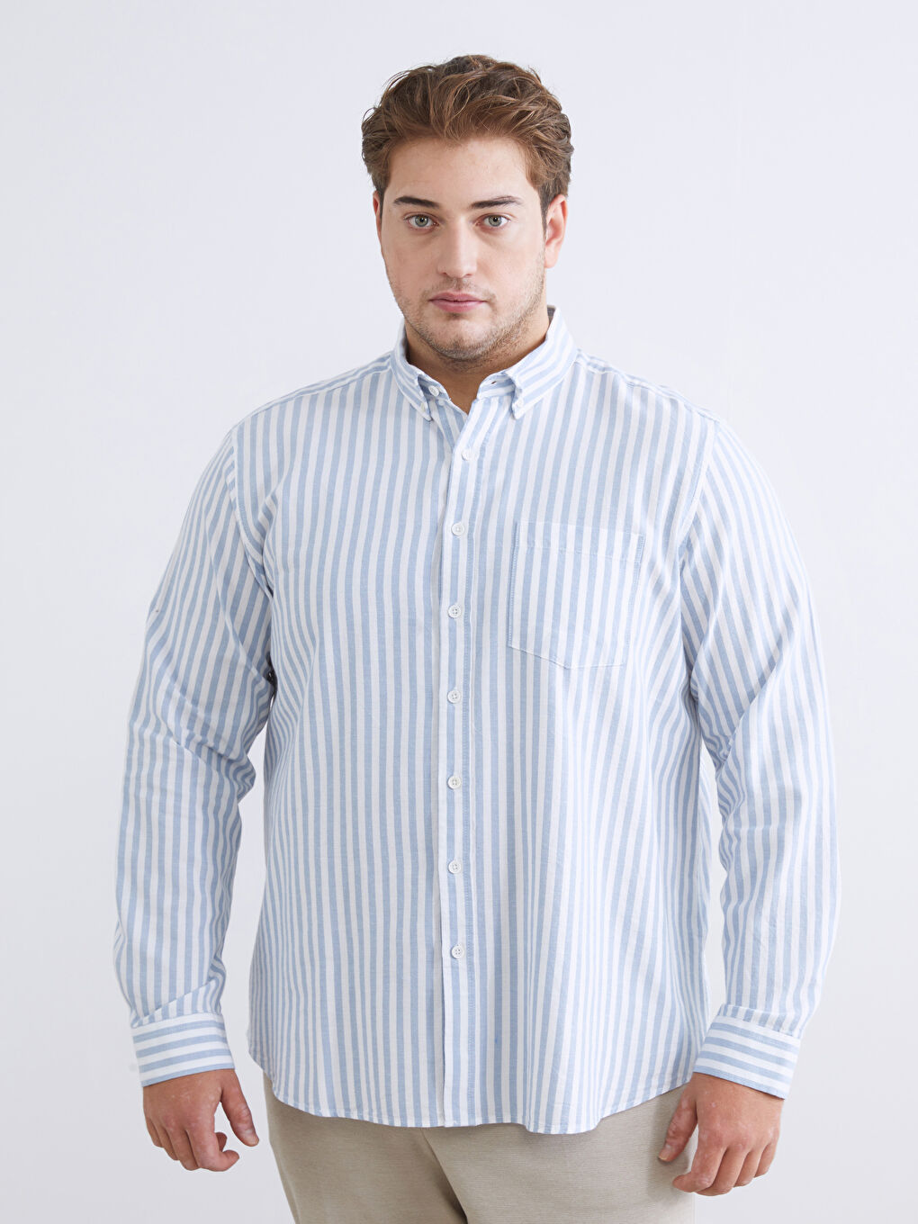 Regular Fit Long Sleeve Striped Men's Shirt-1