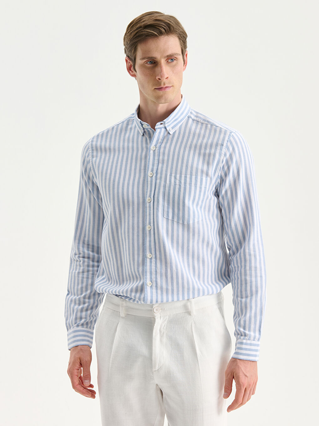 Regular Fit Long Sleeve Striped Men's Shirt