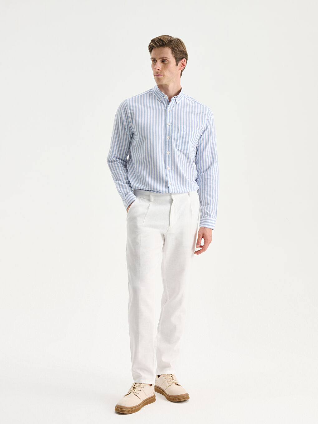 Regular Fit Long Sleeve Striped Men's Shirt-1
