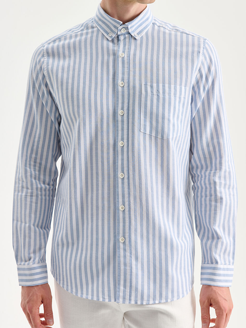 Regular Fit Long Sleeve Striped Men's Shirt-2