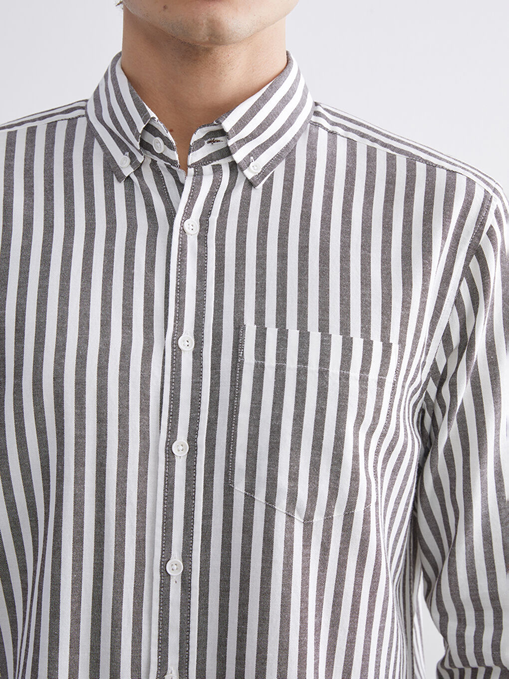 Regular Fit Long Sleeve Striped Men's Shirt-2