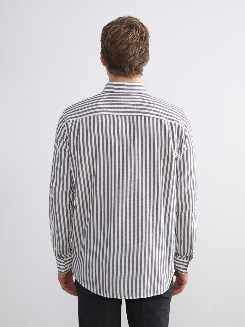 Regular Fit Long Sleeve Striped Men's Shirt-3