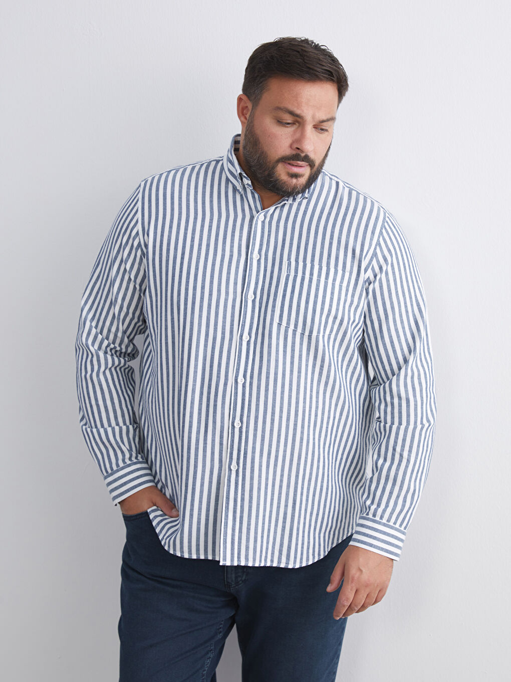Regular Fit Long Sleeve Striped Men's Shirt