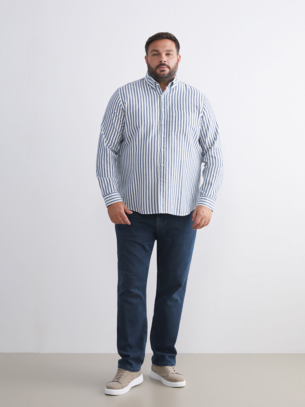 Regular Fit Long Sleeve Striped Men's Shirt-5