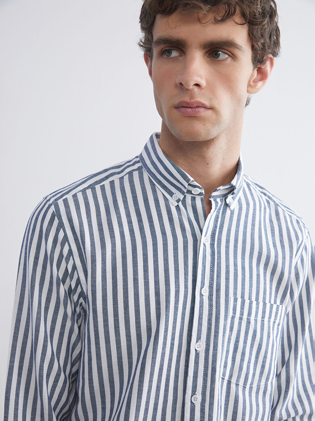 Regular Fit Long Sleeve Striped Men's Shirt-3