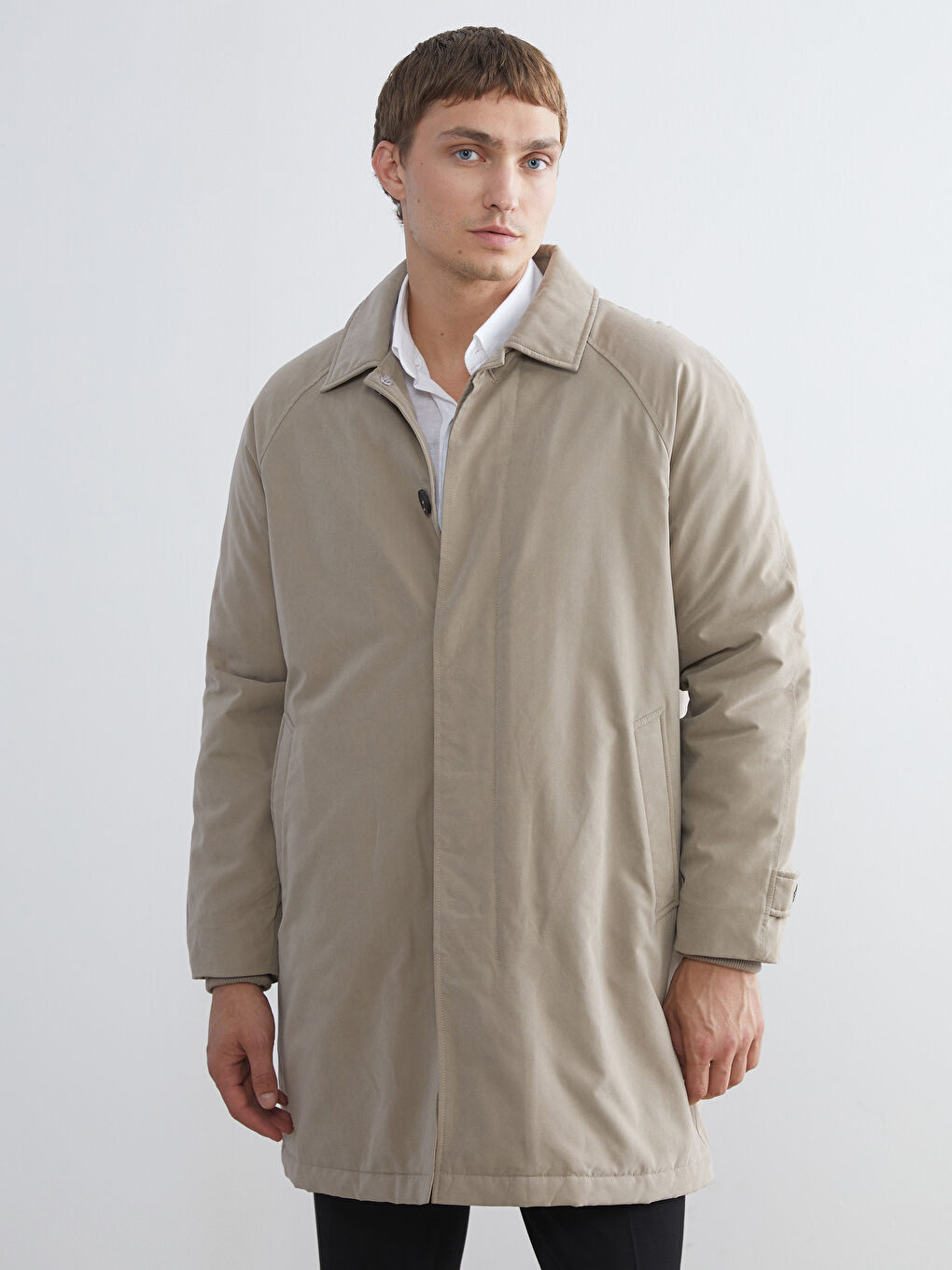 Relaxed Fit Jacket Neck Men's Coat-1