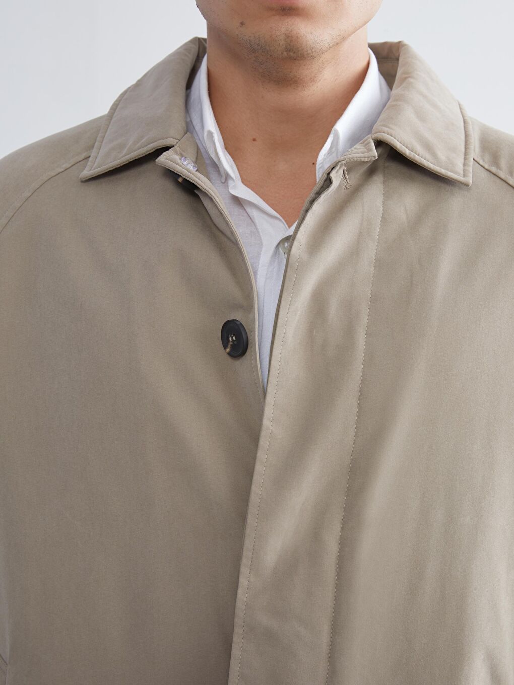 Relaxed Fit Jacket Neck Men's Coat-2