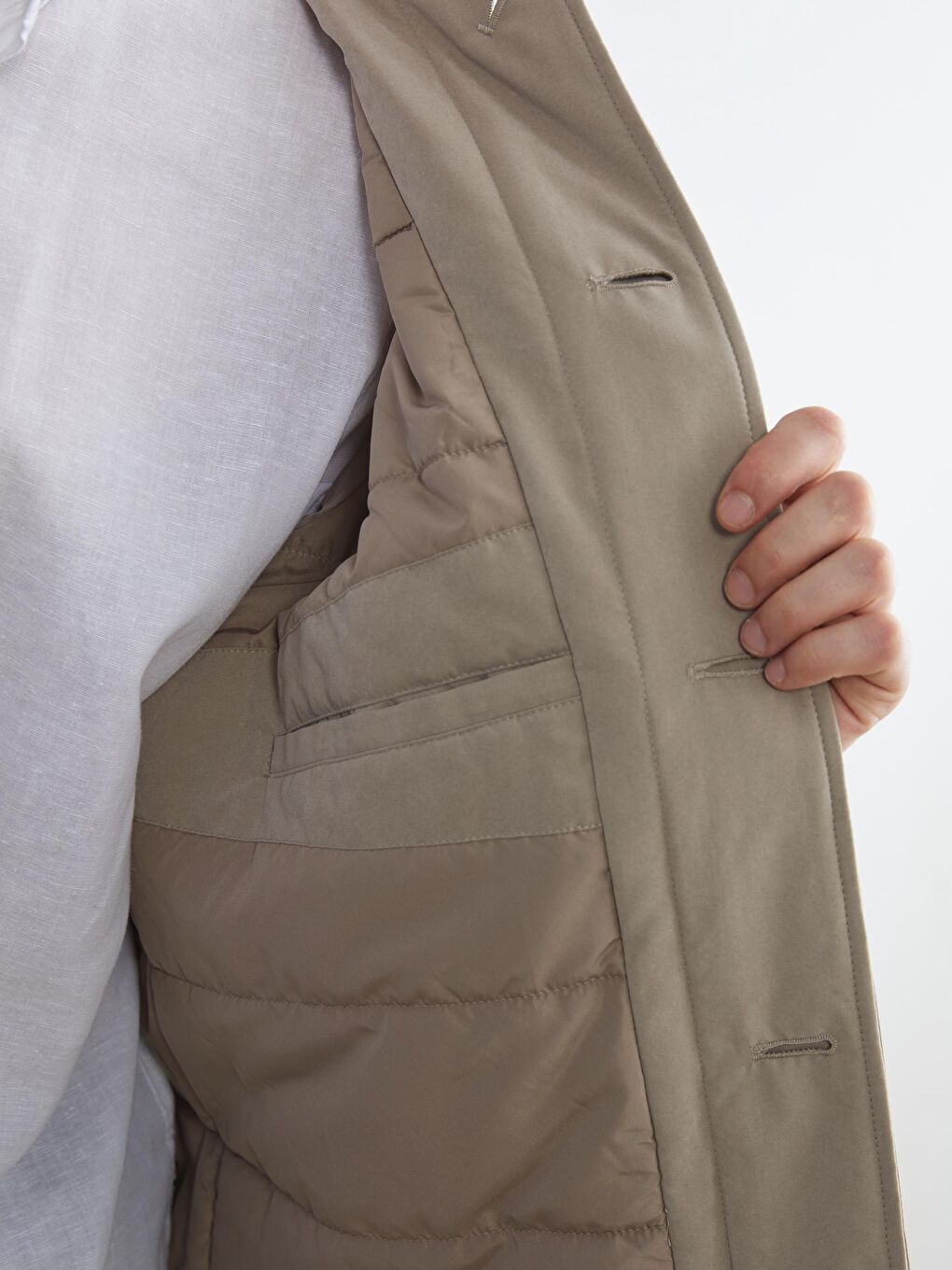 Relaxed Fit Jacket Neck Men's Coat-3