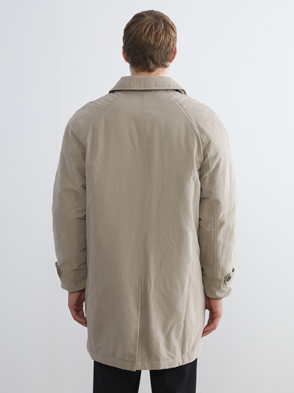 Relaxed Fit Jacket Neck Men's Coat-4