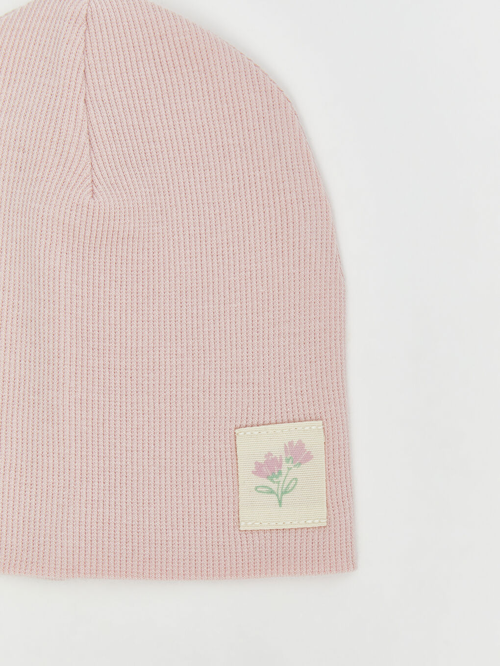 Pembe Çiçek Nakışlı Kız Bebek Bere 2'li-2