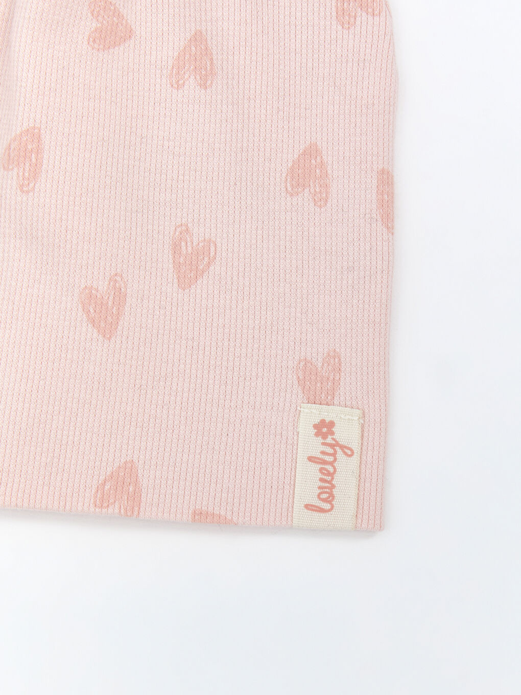 Pembe Kalp Baskılı Kız Bebek Bere-1