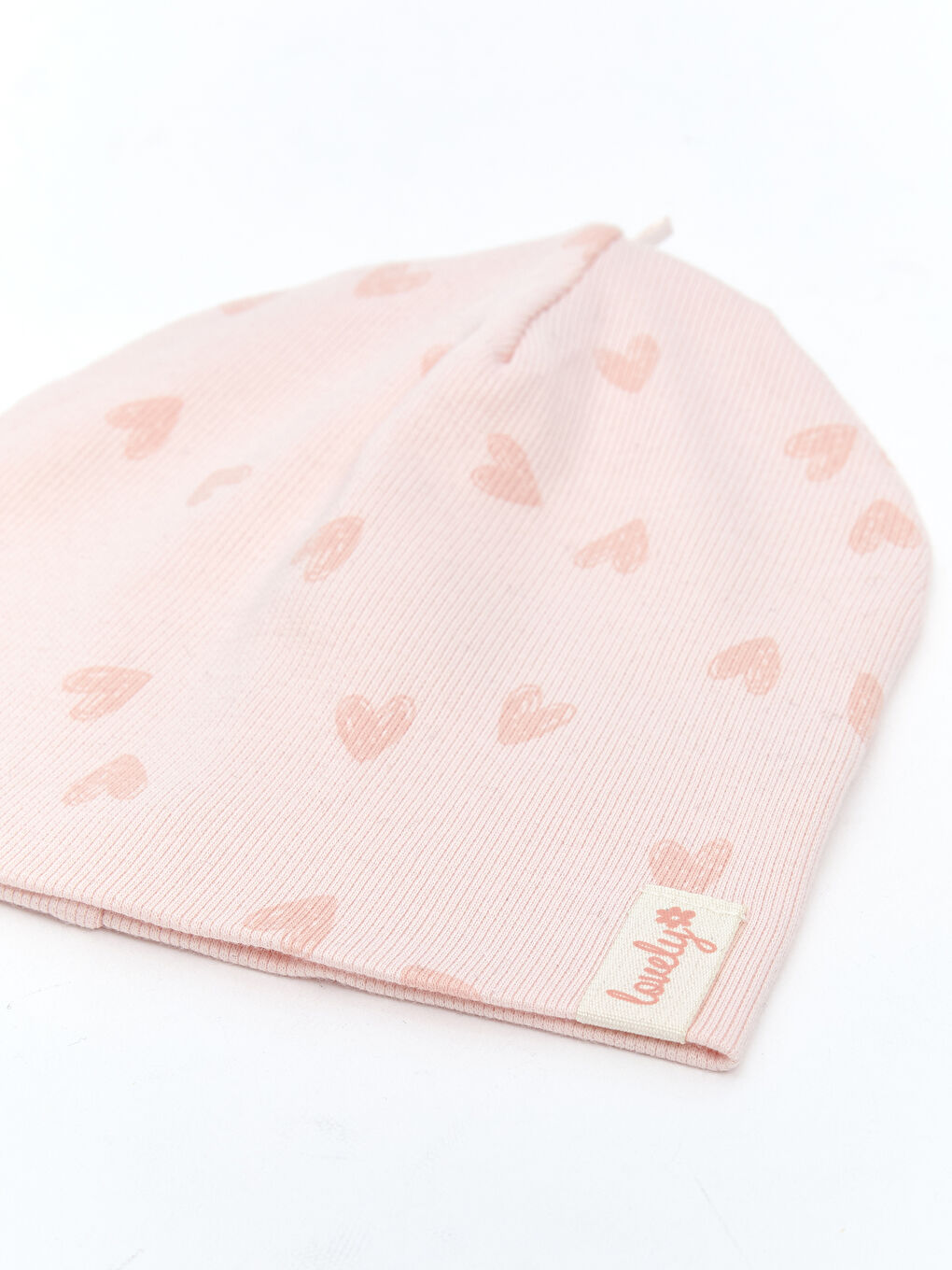 Pembe Kalp Baskılı Kız Bebek Bere-2